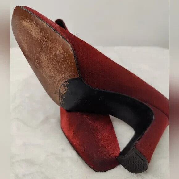 vintage Burgundy Square toe Pump Size US 8.5M - Picture 6 of 9